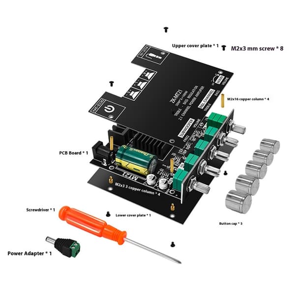 MT21 50Wx2+100W Forsterkermodul 24Bit 192kHz Dekoding Bluetooth-kompatibel
