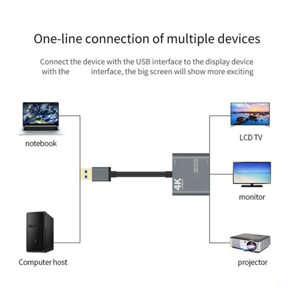 Video Capture Card HDMI-kompatibelt till USB 3.0 4K 1080P Loop Out Audio Grabber