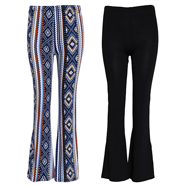 Dam Elastiska Bellbottoms Flared Hem Stickade Strumpbyxor Byxor Leggings Black
