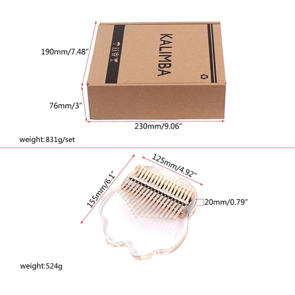 17 tangenter tummepiano transparent kalimba fingerpianon musikinstrument presenter Cloud style