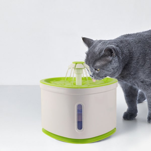 2L automatisk sällskapsdjur katter vattenfontän dispenser för hundar vattnare för katt dricker matar skål Behållare vatten utfodring Green