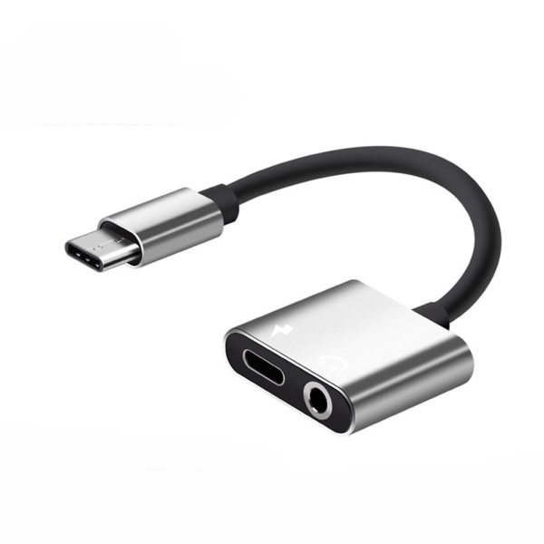 Type-C Adapter Aux hörlursadapter USB c till 3,5 mm hörlursuttag Adapter Black