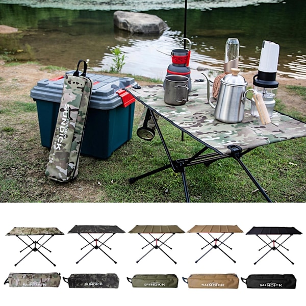 Ultralätt campingbord för utomhusbruk, litet hopfällbart bord för picknick och grillning Army Green