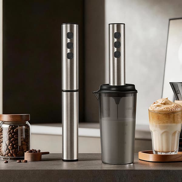 Elektrisk mælkeskummer i rustfrit stål, genopladelig kaffeskummer