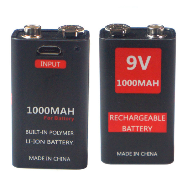 Professionellt 9 Volt Li-ion batteri 1000 mah Micro USB 6f22 9v Lämplig för RC Helikopter Mikrofon modell leksak