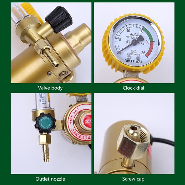 CO2-strømningsmålerregulator Mig-Tig strømningsmåler trykkmålerområde 0-25MPa 5/8