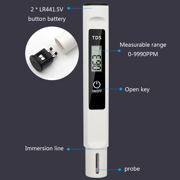 Høy nøyaktighet TDS-måler Digital vannmåler Digital 0-9990PPM testmåler