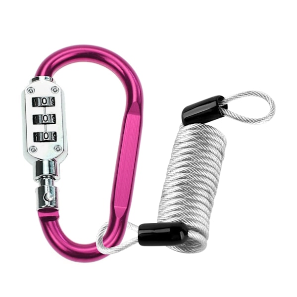 Carabiner Clip with Combination Lock, Heavy Duty Locking Carabiner Anti Theft Rose Red