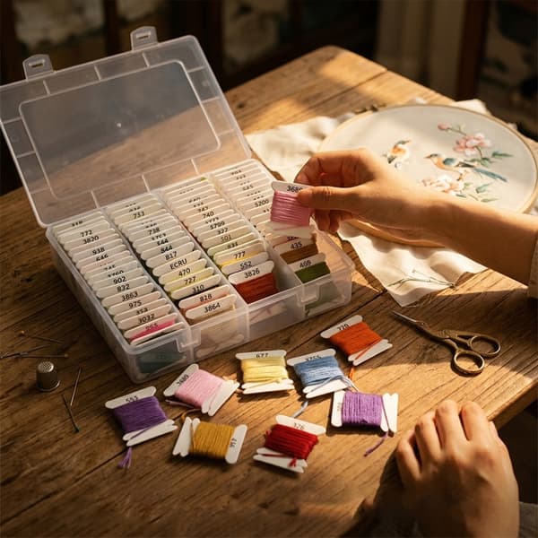 80 farver polyester broderitråd med organiser til håndsøm