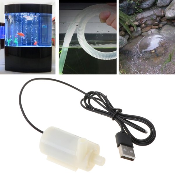 Fisktankar Aquarium Mini Fountain Pump USB Power Mini Motor Vattenpump Lågt brus