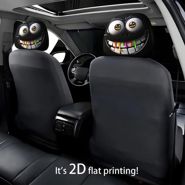 Par leende ansikten bilnackstödsskydd mjukt andningsbart polyestertyg för bil