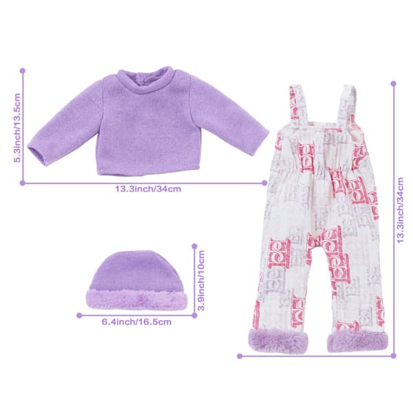 Lavendel Pyjamas Sæt til 18 Tommer Dukker Inkluderer Plys Hvalpe Tøffel