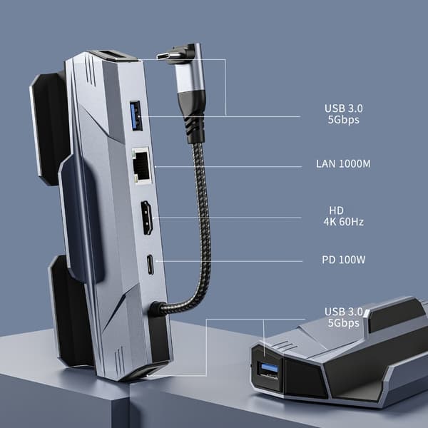 USB C Docking Løsning til SteamDeck og ROG med Flere Tilslutningsmuligheder