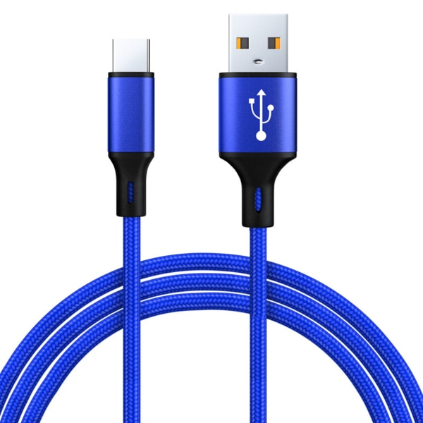 USB Type-C-laddarsladd Bärbar Smartphone Surfplatta Laddningskabel Synkronisera dataöverföringskabel Snabbladdning Flätad linje Blue 1m