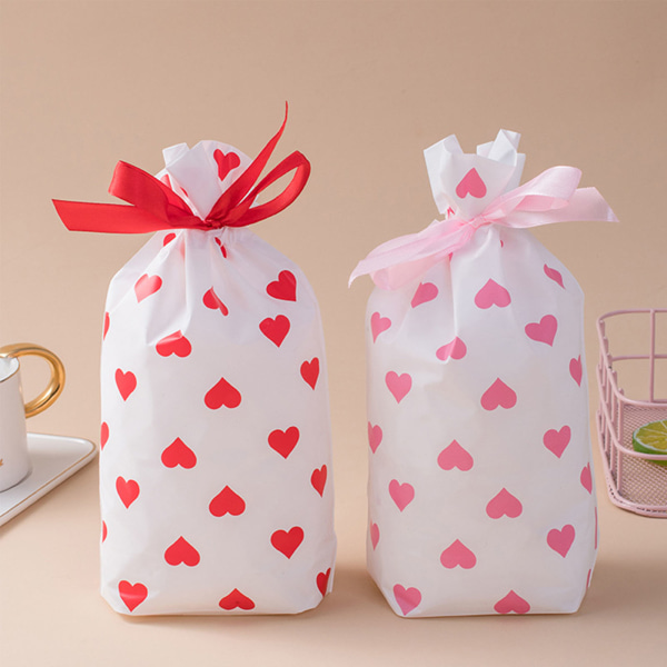 Alla hjärtans dag hjärta presentpåsar Set med 50 kakor Godis-inpackningspåse för alla hjärtans dag kärleksfest Bröllop Red