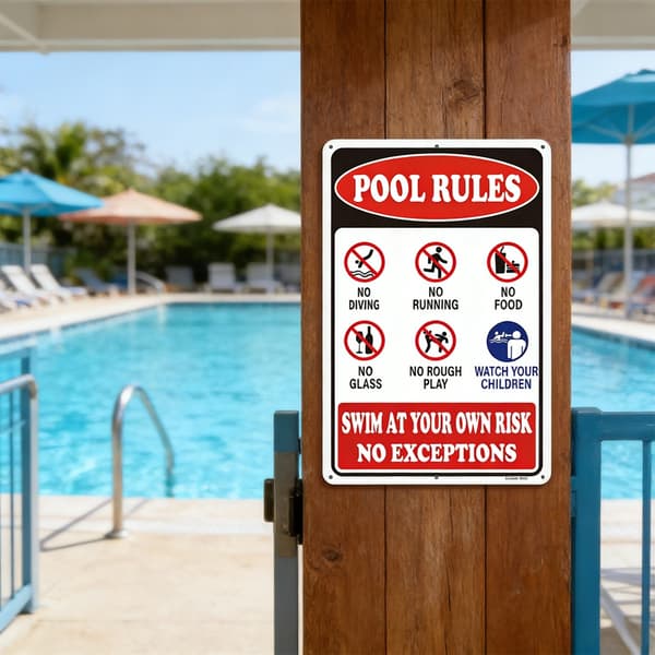 Varningsskylt för utomhuspool Säkerhetsskylt för pool