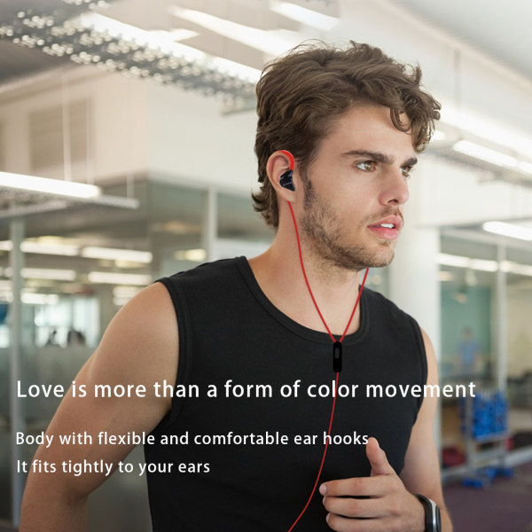 Sports Wired Earbuds Hörlurar Svettsäkra in Ear Exercise Workout Gym Ear Buds Black