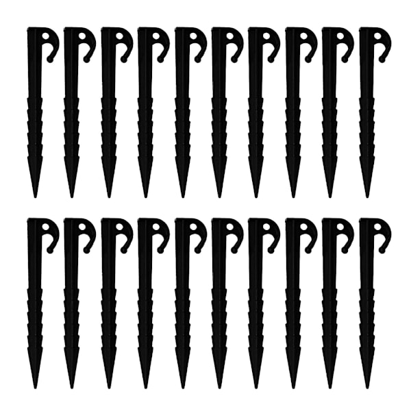 20 st campingpinnar med spiraldesign tältspikar utomhus markankare Black