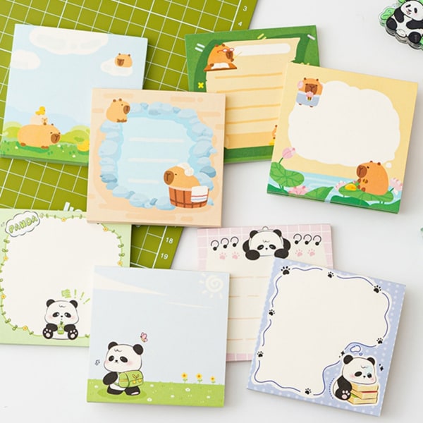 5 st Cartoon Panda Sticky Note Anamal Memos Sticky Pad Skolmaterial för flickor null - H
