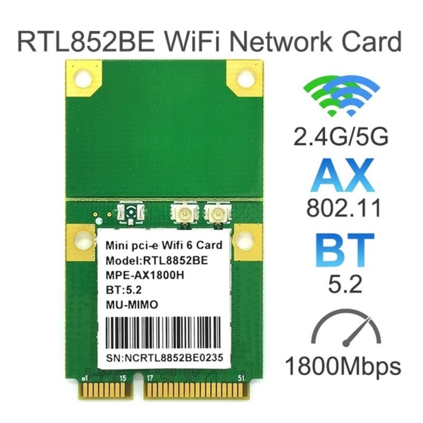 RTL8852BE WiFi6 Nätverksadapter Bluetoothkompatibel5.0 WiFi Adapter 5G 1800M null - A