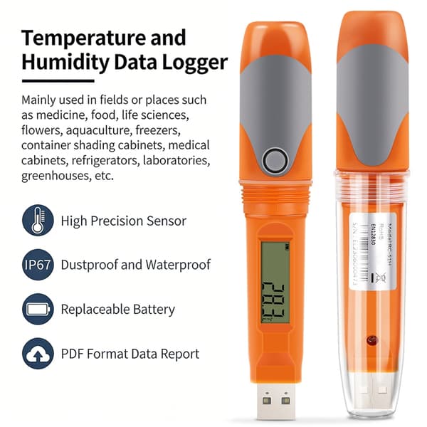 Kompakt ABS temperaturdatalogger med 0,1℃ opløsning til medicinopbevaring