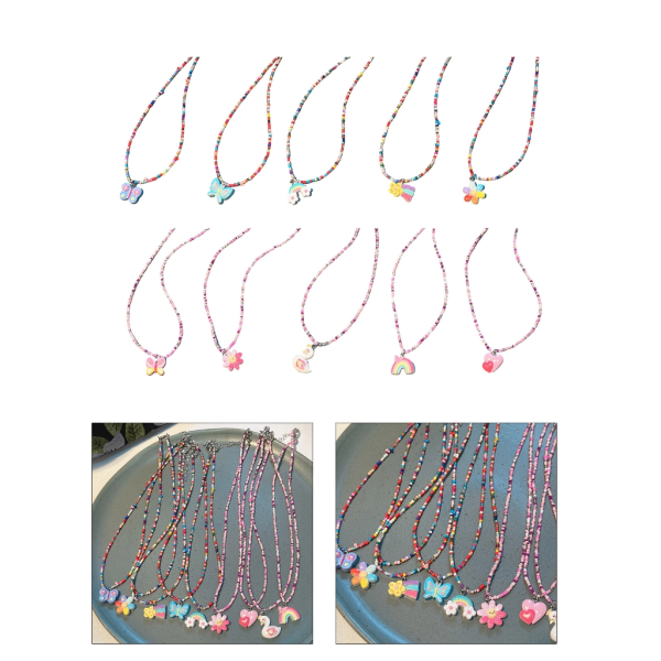 Fashionabla söta pärlor halsband Kort choker Y2K färgglada smycken hänge halsband rispärlor material för kvinnor flickor null - 7