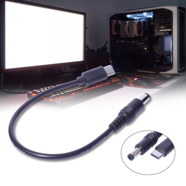 Bekväm USB C till DC5.5x2.5mm/DC5.5x2.1mm Hane förlängningskabel Laddningssladd för surfplattor Mobiltelefoner Laddkabel 5.5x2.5mm