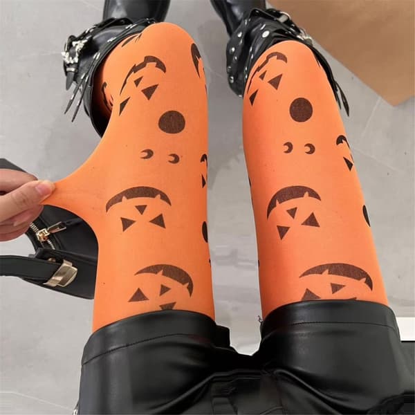 Halloween Græskar Sokker Kostume Tilbehør Blødt Strækbart Stof