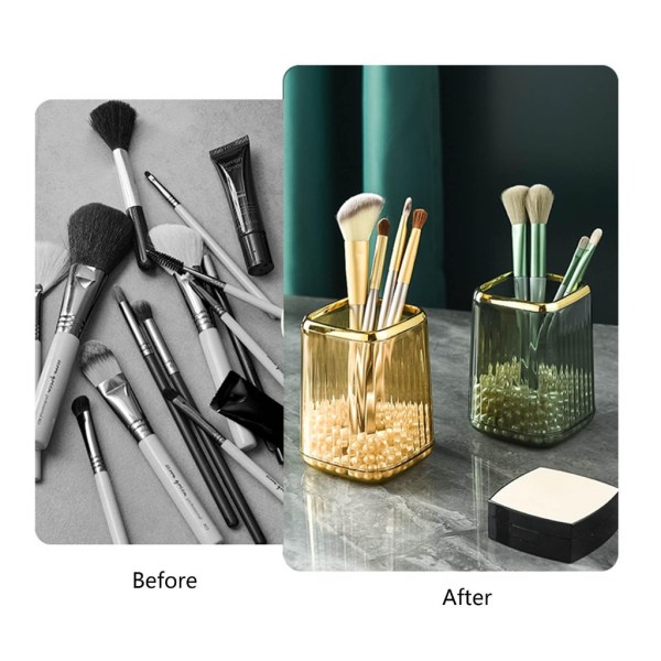 Sminkborsthållare Organizer, Kosmetisk Makeup Brush Hållare Cup för skrivbord Light luxury green