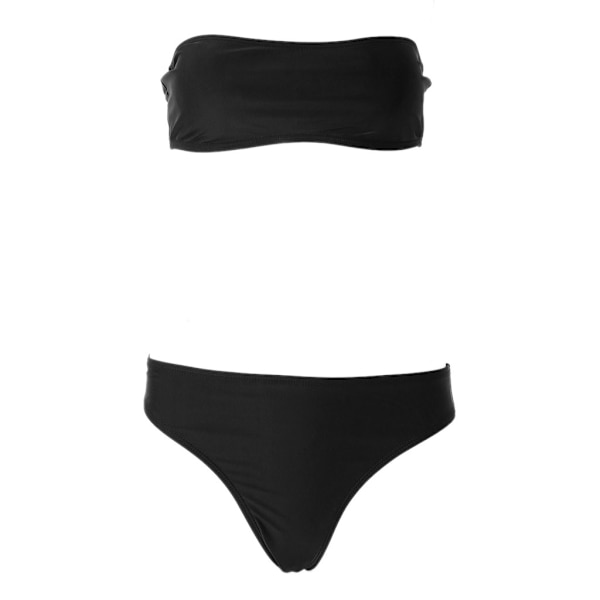 Seksikäs naisten bikinit - olkaimeton bandeau push-up -uimapuku uima-asu Black L