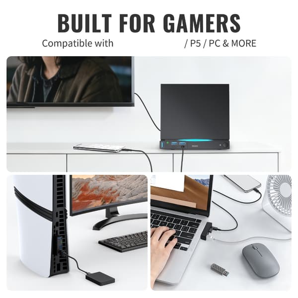 Bärbar 4-portars USB3.0-expansionsdocka för hem- och kontorsbruk