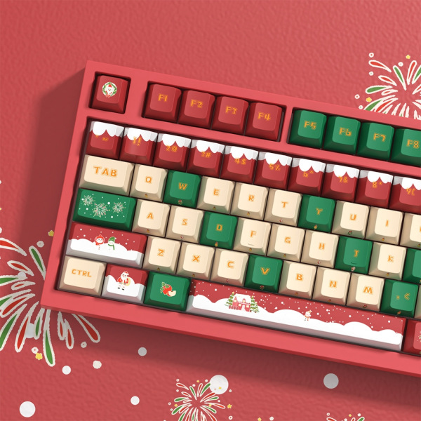 Snygga nyckelkapslar med jultema för mekaniska tangentbord Keycap 142PCS