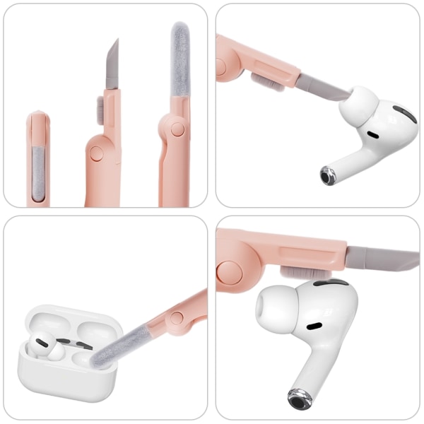 7 i 1 professionell rengöringssats Öronsnäckor Rengöringsborste för Bluetooth-kompatibla hörlurar Datortangentbord Kameraskärm Pink