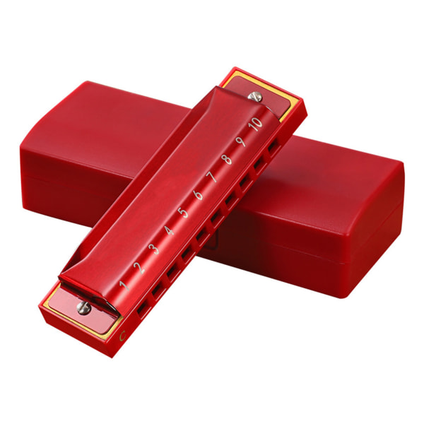 Blues Harmonica 10 Hull Diatonisk Blå Harp Munnspill Orgel for C-nøkkel Black