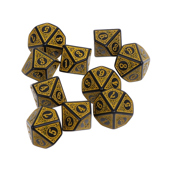 10 kpl 10-sivuista noppaa D10 monitahoista noppaa peleihin RPG MTG noppasetti Yellow