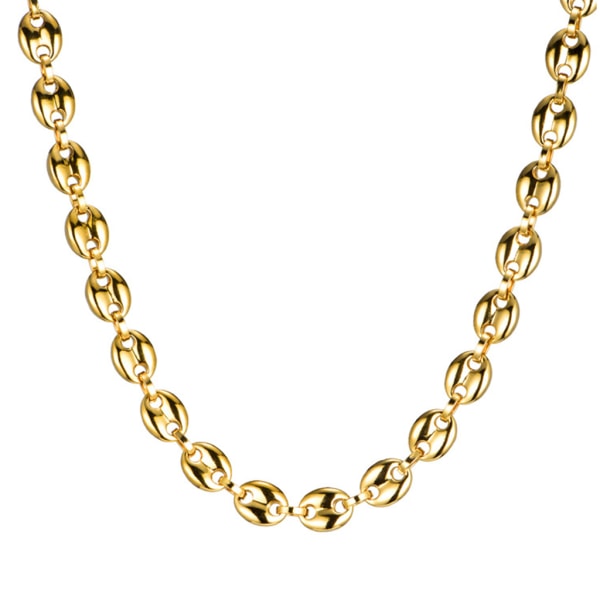 11 mm kaffebönor Kedjor Armband för män Kvinnor Hiphop Statement Charm Smycken Halsband i rostfritt stål Gold-color - 2 Other