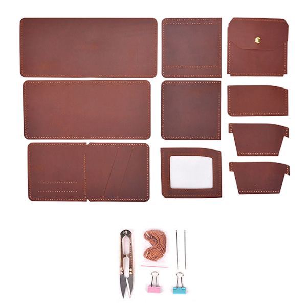 Retro handgjord plånbok för män Läder liten myntväska Korthållare Pengarväska Craft Tool Brown
