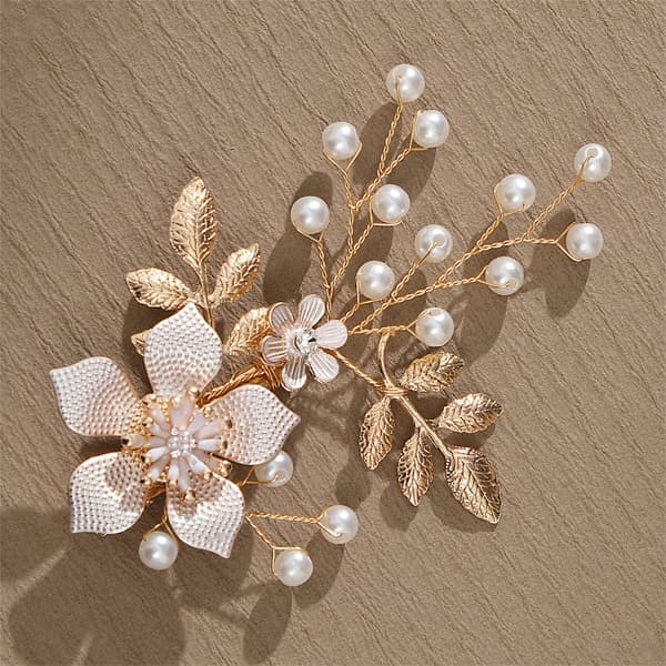 Glittrande Blomma Hårnål Elegant Hårklämma Bröllopsdag Håraccessoar