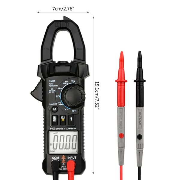Håndholdt tangamperemeter T-RMS 6000 tellinger Multimeter Spenningstester Auto-ranging