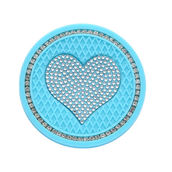 Bilinredningstillbehör Bil Vattenkoppshållare Pad Matta Honeycomb Heart Diamond Inbäddad flaskhållare Insatsunderlägg Lake blue