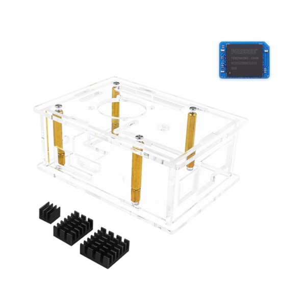 Akrylboksboks for OrangePi 3B med kjøleviftekapsling Hovedkortdeksel Displayetui