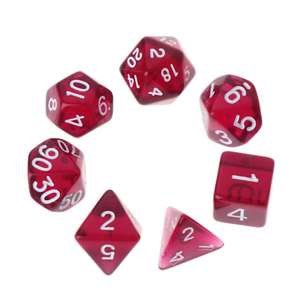7-delad polyhedral tärningssats med flera sidor D4-D20 Dungeons&Dragon D&D RPG Poly Game Burgundy