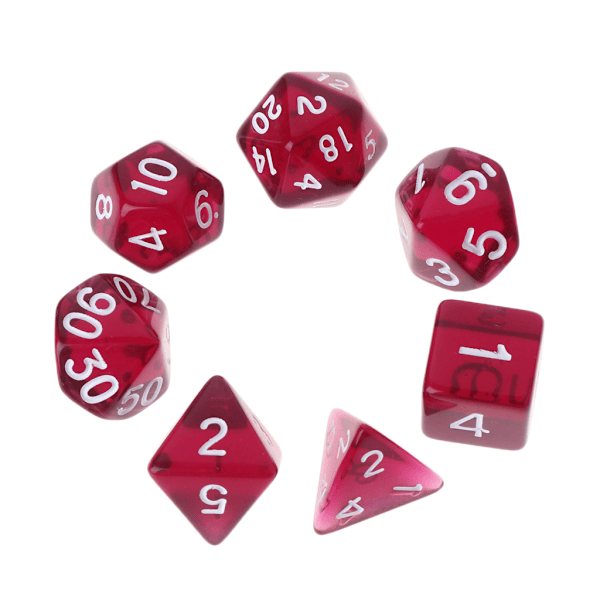 7 stk./sæt Polyhedral Multi Sided Dice D4-D20 Dungeons&Dragon D&D RPG Poly Game Burgundy