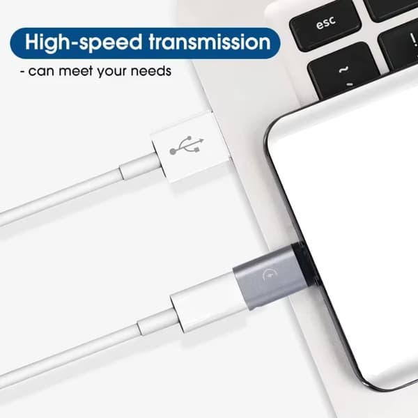 8-pin hunn til USB C hann adapter for hurtiglading og dataoverføring