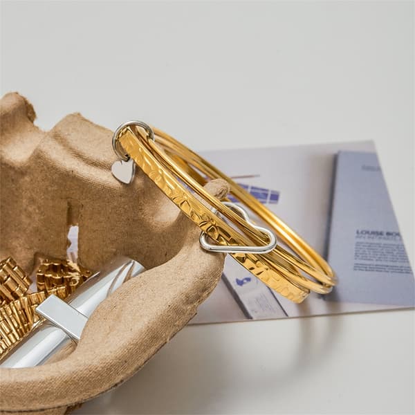 Moderne Stackable Hamret Hjerte Armbånd Rustfritt Stål Smykker For Kvinner