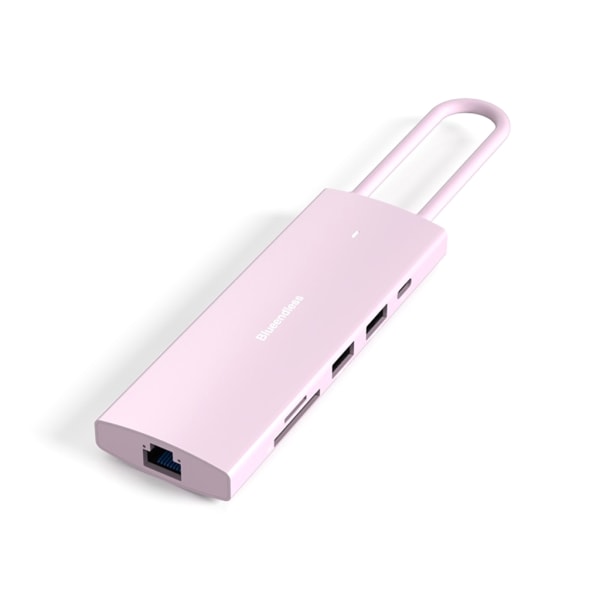 USB C Hub 9 i 1 typ C till 4K HDMI-kompatibel adapter med RJ45 SD/TF-kortläsare PD snabbladdning för bärbar dator Pink