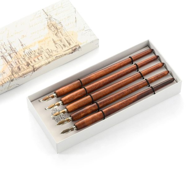 All-purpose Dip Pen Træstang Engelsk skrå kalligrafi Pen Holiday Present 5X