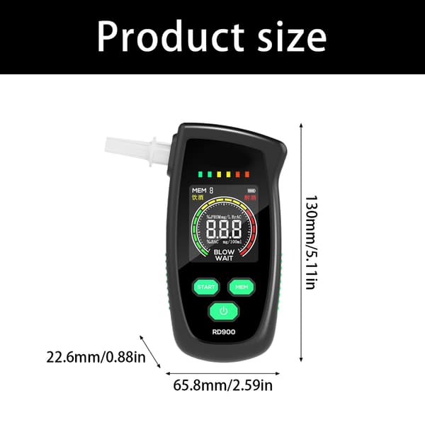 Digital Alkoholmåler Professionel Alkometer med Bip og Indikatorlys