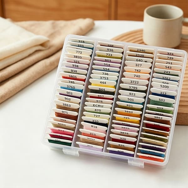 80 farver polyester broderitråd med organiser til håndsøm