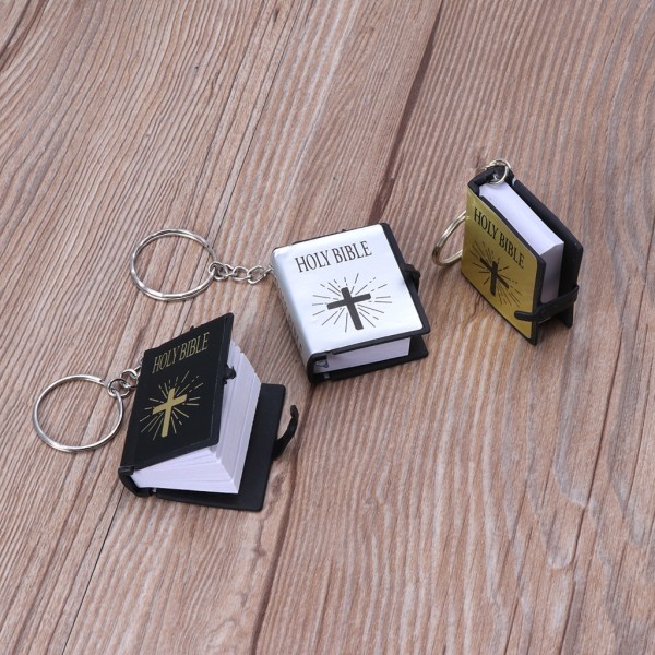 Söt nyckelring engelsk bibel nyckelring Jesus för kors smycken Present till födelsedag Jubileum Examen Alla hjärtans dag Eas Black